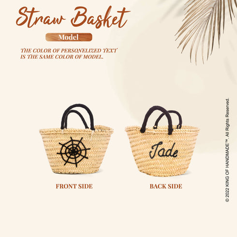 Boo ! Personalized Halloween Trick or Treat Bag - Pumpkin Small Straw Basket Personalized Halloween Bucket and Candy Tote for Kids Gift - Oval Straw Bag Personalized Monogram Halloween Basket Gifts for Kids